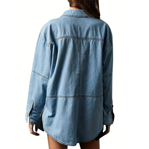 V Neck Loose Fit Jean Jacket