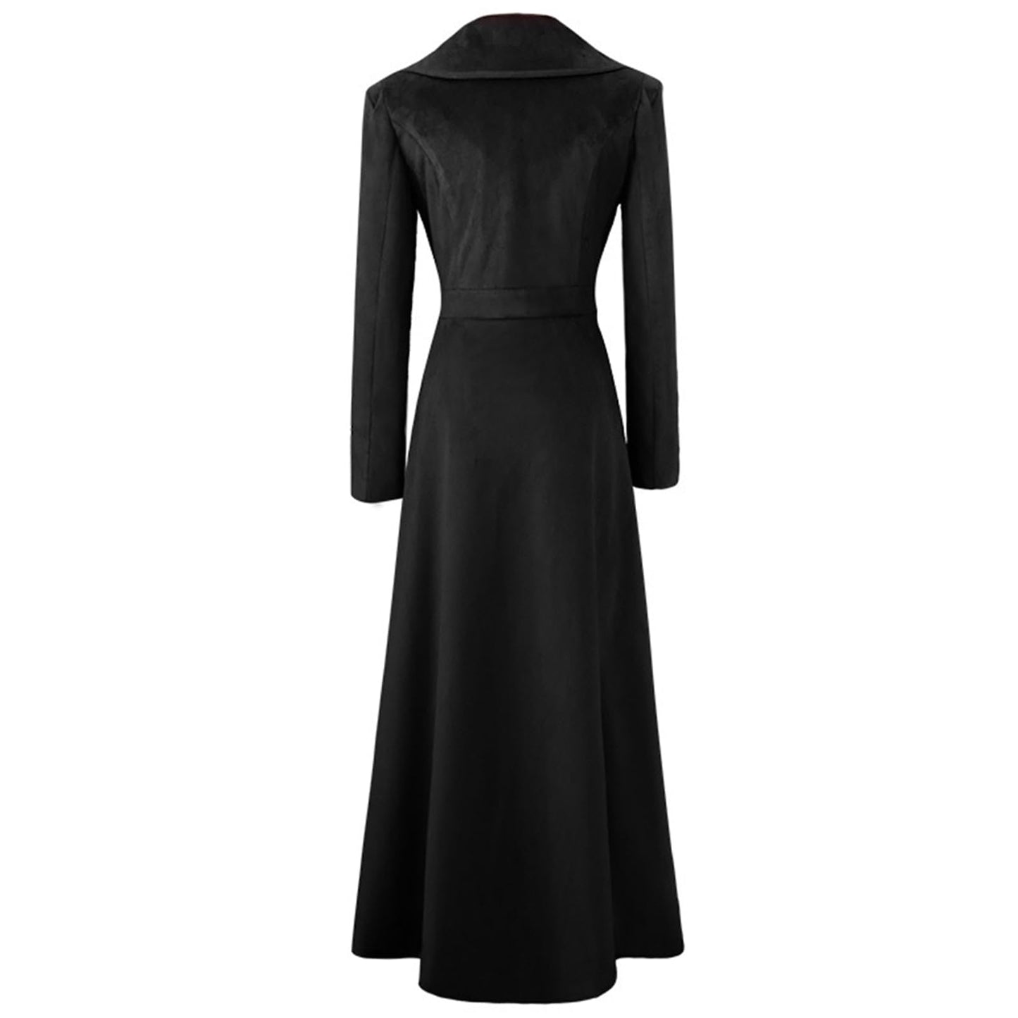 Women's Velvet Jacket Long Windbreaker Temperament Vintage Velvet Sleeved Buttoned Trench Coat Dress