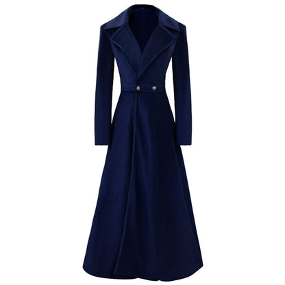 Women's Velvet Jacket Long Windbreaker Temperament Vintage Velvet Sleeved Buttoned Trench Coat Dress