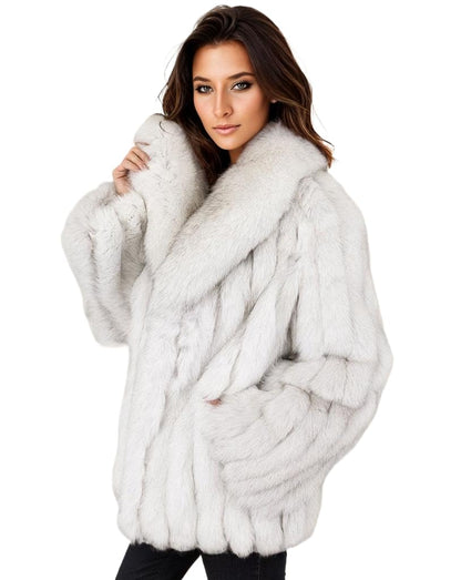 Womens Fuax Fur Coat Winter Warm Fluffy Faux Fur Parka Jacket Thick Plus Size Outerwear Overcoat (White, Small)