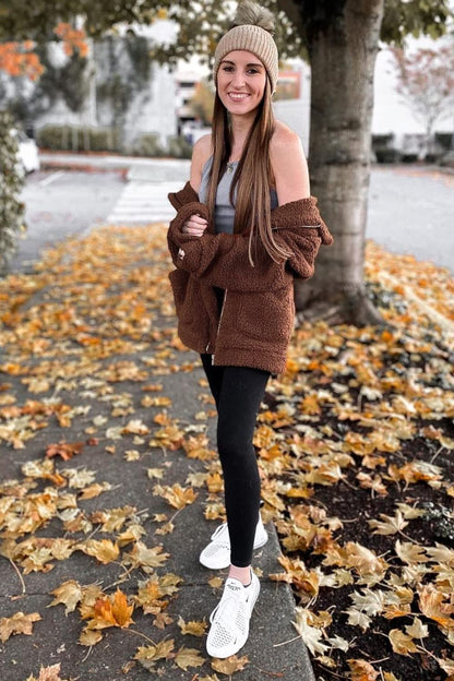 Women's Fashion Winter Coat Sherpa Fleece Faux Fur Shearling Oversized Trendy Jackets Warm Outerwear