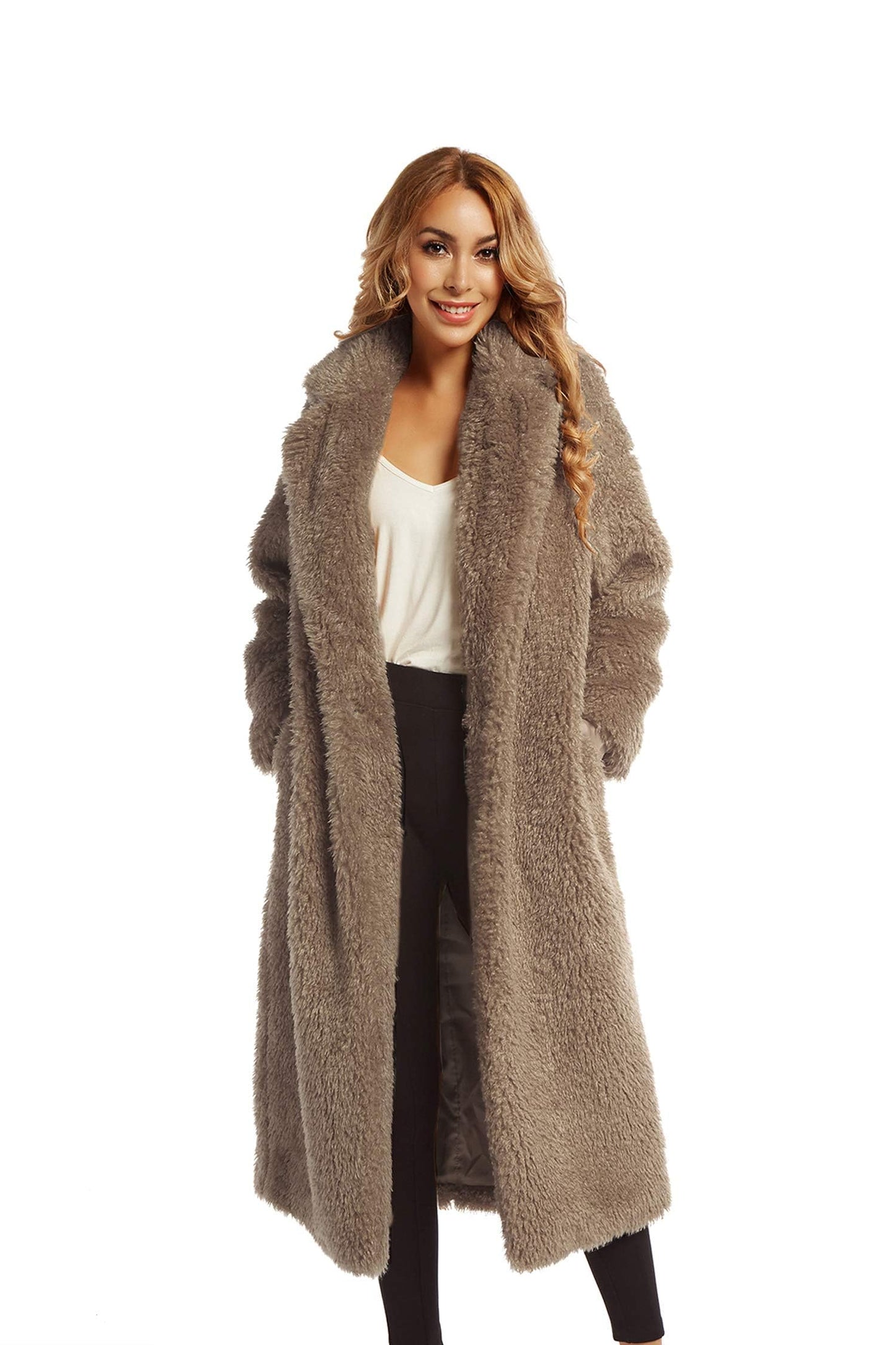 Faux Fur Comfort Outerwear Long Cardigan Overcoat