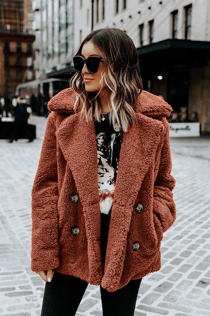 Women's Fashion Winter Coat Sherpa Fleece Faux Fur Shearling Oversized Trendy Jackets Warm Outerwear