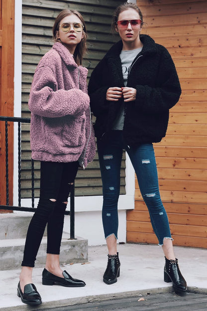 Women's Fashion Winter Coat Sherpa Fleece Faux Fur Shearling Oversized Trendy Jackets Warm Outerwear