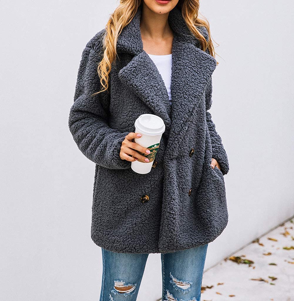 Women's Fashion Winter Coat Sherpa Fleece Faux Fur Shearling Oversized Trendy Jackets Warm Outerwear