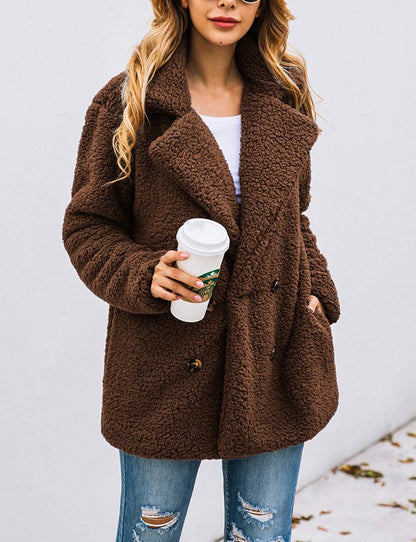 Women's Fashion Winter Coat Sherpa Fleece Faux Fur Shearling Oversized Trendy Jackets Warm Outerwear