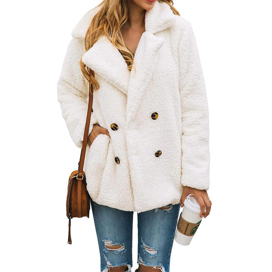 Women's Fashion Winter Coat Sherpa Fleece Faux Fur Shearling Oversized Trendy Jackets Warm Outerwear (Style Two White,Large)