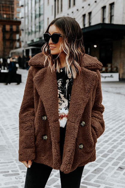 Women's Fashion Winter Coat Sherpa Fleece Faux Fur Shearling Oversized Trendy Jackets Warm Outerwear