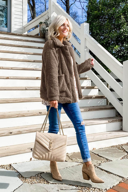 Women's Fashion Winter Coat Sherpa Fleece Faux Fur Shearling Oversized Trendy Jackets Warm Outerwear