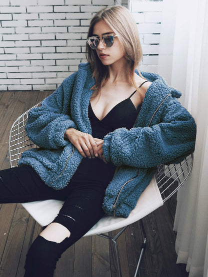 Women's Fashion Winter Coat Sherpa Fleece Faux Fur Shearling Oversized Trendy Jackets Warm Outerwear