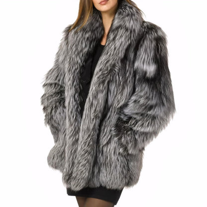 Womens Fuax Fur Coat Winter Warm Fluffy Faux Fur Parka Jacket Thick Plus Size Outerwear Overcoat