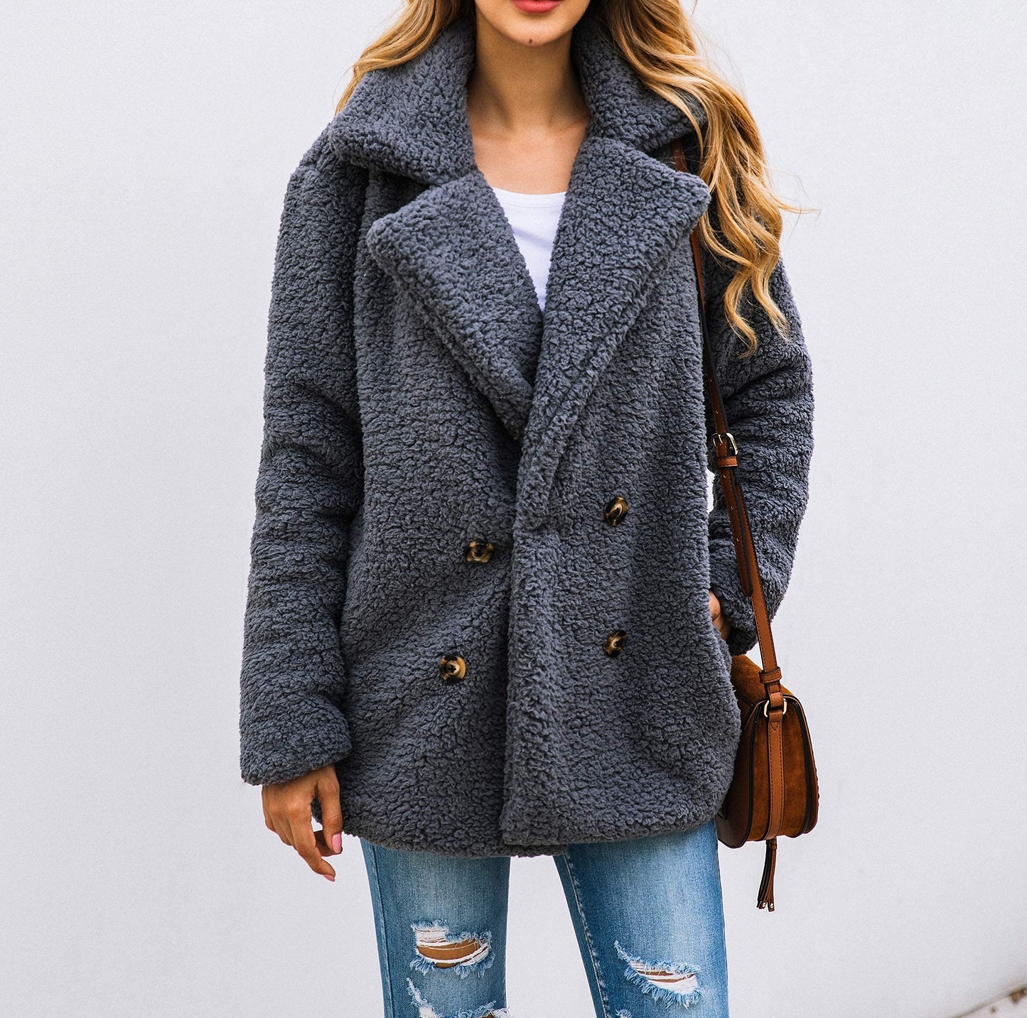 Women's Fashion Winter Coat Sherpa Fleece Faux Fur Shearling Oversized Trendy Jackets Warm Outerwear